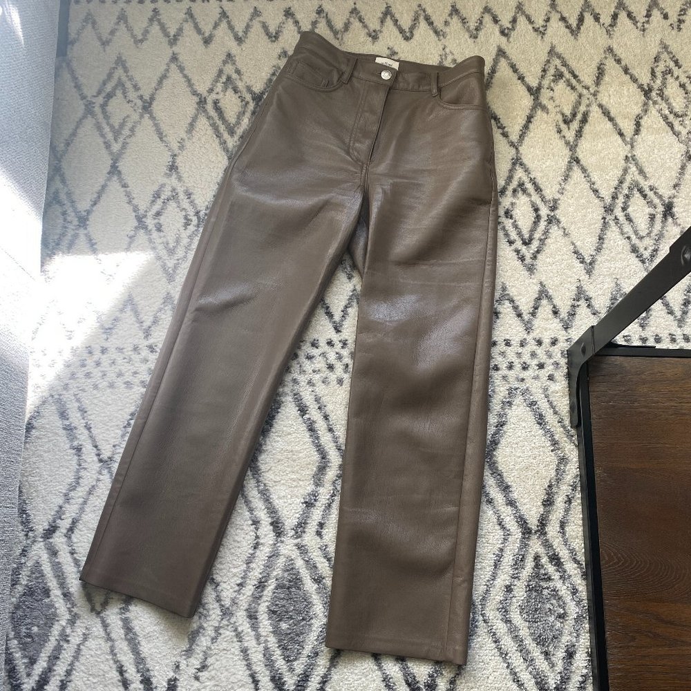 Aritzia Brown Faux Leather Ankle Pants